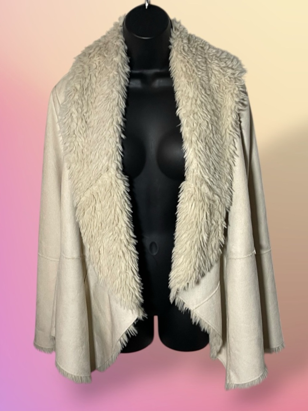 Altar'd State Cream Sherpa Wrap Jacket - Medium - Picture 12 of 15